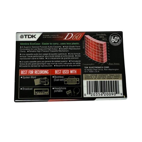 TDK D60 High Output IEC1/Type 1 Cassette Tapes Lot of 6 New Sealed - Picture 3 of 3